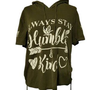 On Fire Always Stay Humble & Kind Olive Girls XXL/Women's Medium Graphic Hoodie